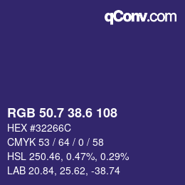 カラーコード: RGB 50.7 38.6 108 | qconv.com