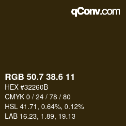カラーコード: RGB 50.7 38.6 11 | qconv.com