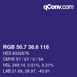 カラーコード: RGB 50.7 38.6 118 | qconv.com