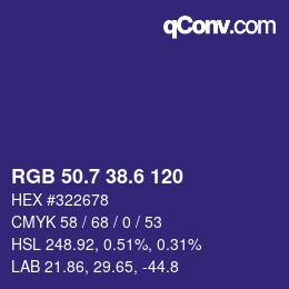 カラーコード: RGB 50.7 38.6 120 | qconv.com