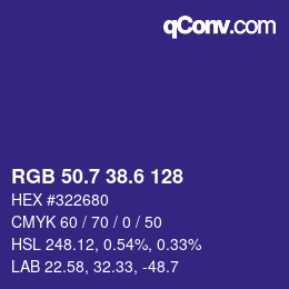 カラーコード: RGB 50.7 38.6 128 | qconv.com