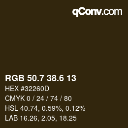 カラーコード: RGB 50.7 38.6 13 | qconv.com