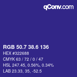 カラーコード: RGB 50.7 38.6 136 | qconv.com