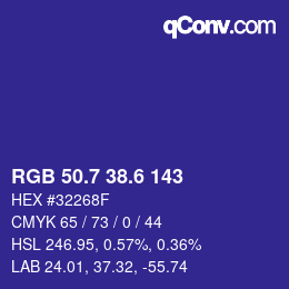 カラーコード: RGB 50.7 38.6 143 | qconv.com