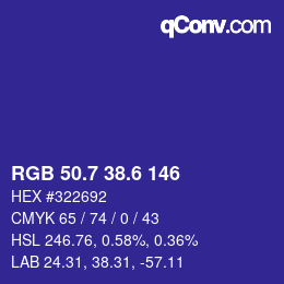 カラーコード: RGB 50.7 38.6 146 | qconv.com