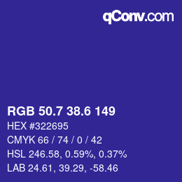 カラーコード: RGB 50.7 38.6 149 | qconv.com