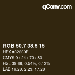 カラーコード: RGB 50.7 38.6 15 | qconv.com
