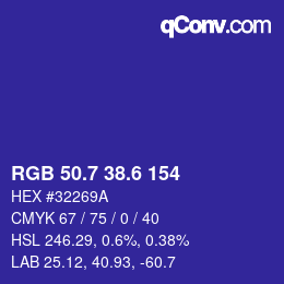 カラーコード: RGB 50.7 38.6 154 | qconv.com