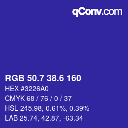 カラーコード: RGB 50.7 38.6 160 | qconv.com