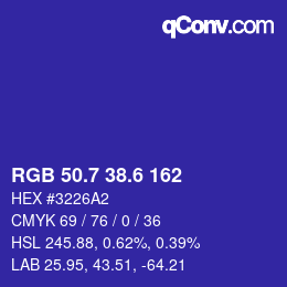 カラーコード: RGB 50.7 38.6 162 | qconv.com