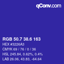 カラーコード: RGB 50.7 38.6 163 | qconv.com