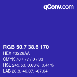 カラーコード: RGB 50.7 38.6 170 | qconv.com