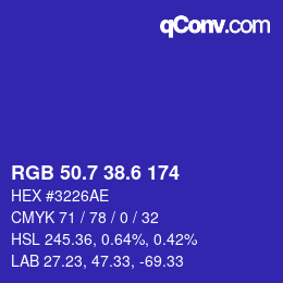 カラーコード: RGB 50.7 38.6 174 | qconv.com