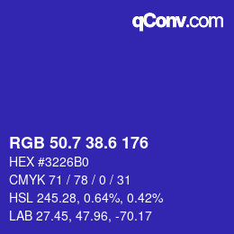カラーコード: RGB 50.7 38.6 176 | qconv.com