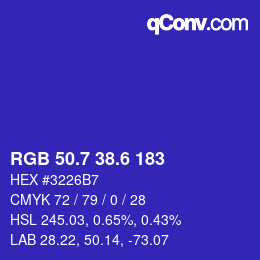 カラーコード: RGB 50.7 38.6 183 | qconv.com