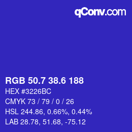カラーコード: RGB 50.7 38.6 188 | qconv.com