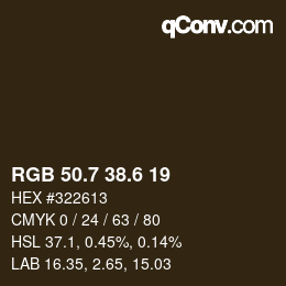 カラーコード: RGB 50.7 38.6 19 | qconv.com