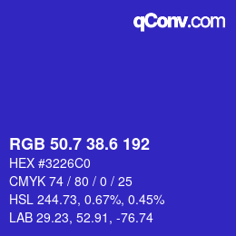 カラーコード: RGB 50.7 38.6 192 | qconv.com