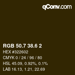 カラーコード: RGB 50.7 38.6 2 | qconv.com