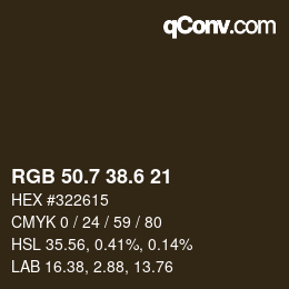 カラーコード: RGB 50.7 38.6 21 | qconv.com