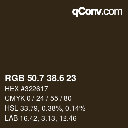 カラーコード: RGB 50.7 38.6 23 | qconv.com