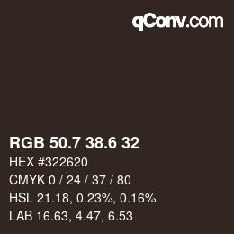 カラーコード: RGB 50.7 38.6 32 | qconv.com