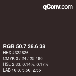 カラーコード: RGB 50.7 38.6 38 | qconv.com
