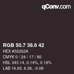カラーコード: RGB 50.7 38.6 42 | qconv.com