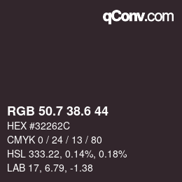 カラーコード: RGB 50.7 38.6 44 | qconv.com