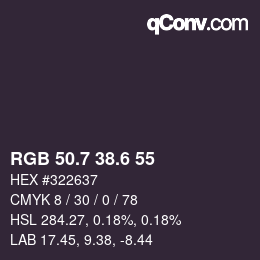 カラーコード: RGB 50.7 38.6 55 | qconv.com