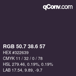 カラーコード: RGB 50.7 38.6 57 | qconv.com