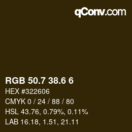 カラーコード: RGB 50.7 38.6 6 | qconv.com