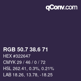カラーコード: RGB 50.7 38.6 71 | qconv.com