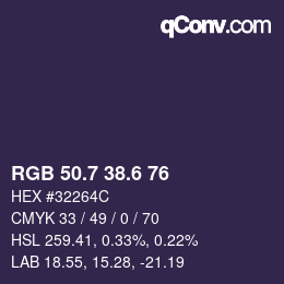 カラーコード: RGB 50.7 38.6 76 | qconv.com