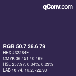 カラーコード: RGB 50.7 38.6 79 | qconv.com