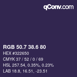 カラーコード: RGB 50.7 38.6 80 | qconv.com
