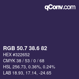 カラーコード: RGB 50.7 38.6 82 | qconv.com