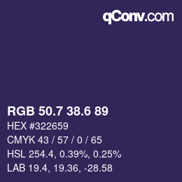 カラーコード: RGB 50.7 38.6 89 | qconv.com