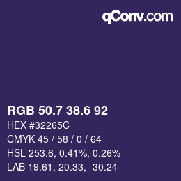 カラーコード: RGB 50.7 38.6 92 | qconv.com