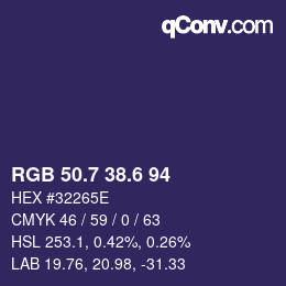 カラーコード: RGB 50.7 38.6 94 | qconv.com