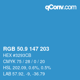 カラーコード: RGB 50.9 147 203 | qconv.com