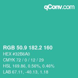 カラーコード: RGB 50.9 182.2 160 | qconv.com