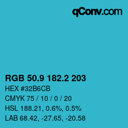 Color code: RGB 50.9 182.2 203 | qconv.com