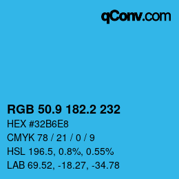 Color code: RGB 50.9 182.2 232 | qconv.com