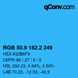 Color code: RGB 50.9 182.2 249 | qconv.com