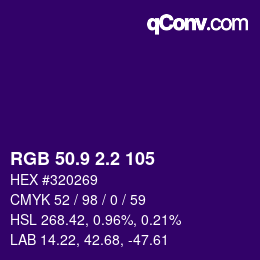 カラーコード: RGB 50.9 2.2 105 | qconv.com