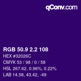 カラーコード: RGB 50.9 2.2 108 | qconv.com