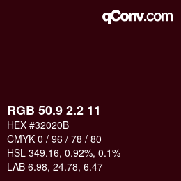 カラーコード: RGB 50.9 2.2 11 | qconv.com