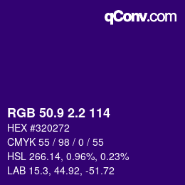 カラーコード: RGB 50.9 2.2 114 | qconv.com