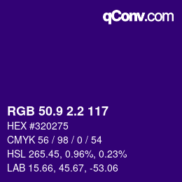 カラーコード: RGB 50.9 2.2 117 | qconv.com